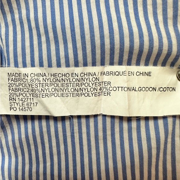 Eloquii Plus Size Blue and White Striped Blouse with Lace Overlay - Picture 5 of 8